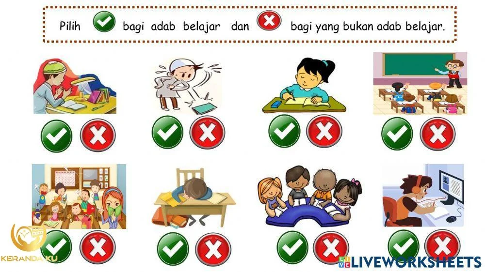 Latihan adab belajar worksheet | Live Worksheets Latihan adab belajar worksheet | Live Worksheets