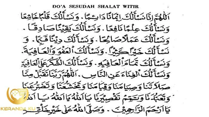 Bacaan Doa Setelah Sholat Witir dengan Arab, Latin, dan Artinya