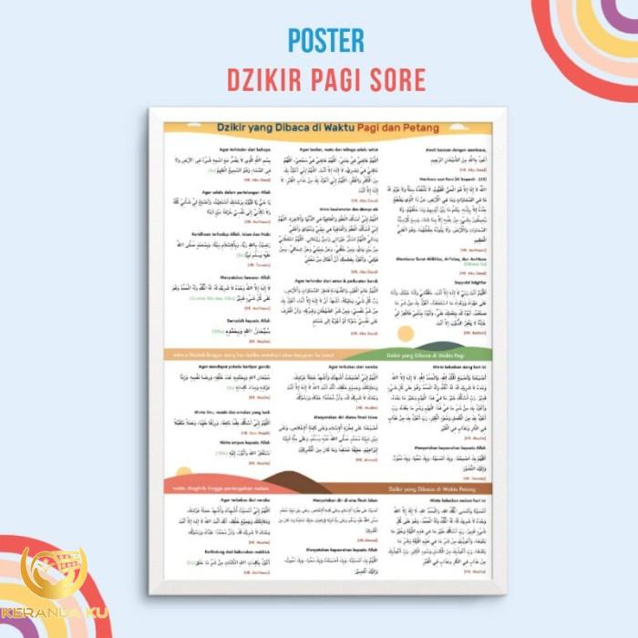 Jual Poster Edukasi DZIKIR PAGI PETANG (sesuai Al-Qur'an dan sunnah ...