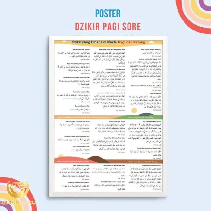 Jual Poster Edukasi DZIKIR PAGI PETANG (sesuai Al-Qur'an dan sunnah ...