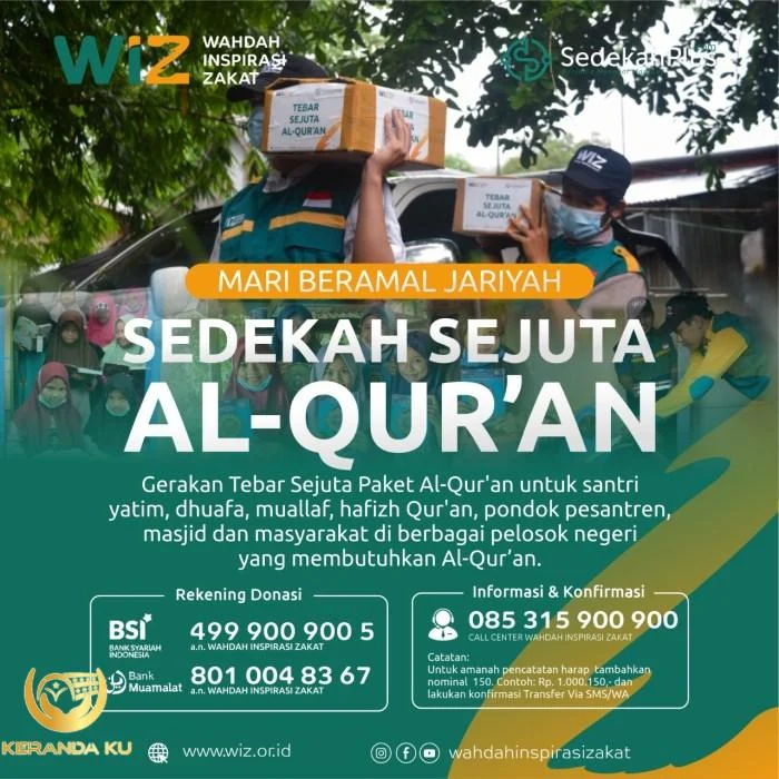 Ayo Sedekah Sejuta Al-Qur’an – WAHDAH INSPIRASI ZAKAT