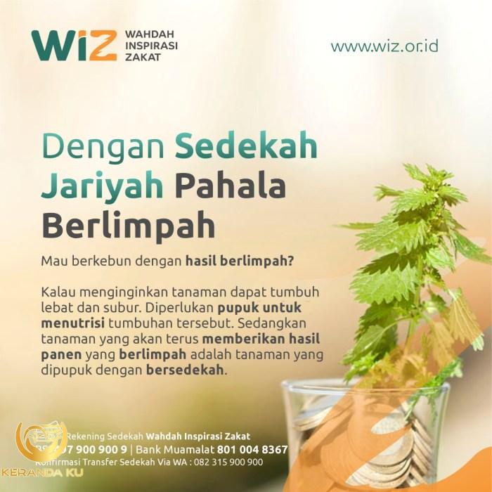 Dengan Sedekah Jariyah Pahala Berlimpah – WAHDAH INSPIRASI ZAKAT