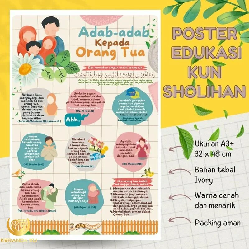 POSTER ADAB KEPADA ORANG TUA (KUN SHOLIHAN) – Yufid Store Toko Muslim