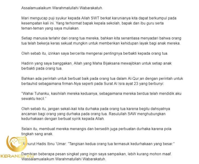 Pidato adab kepada orang tua