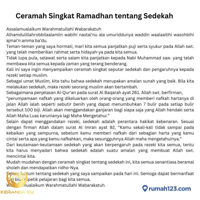 10 Contoh Ceramah Singkat Ramadhan dan Judulnya Menyentuh Hati