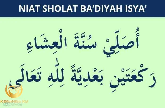 Niat Sholat Ba’diyah Isya’